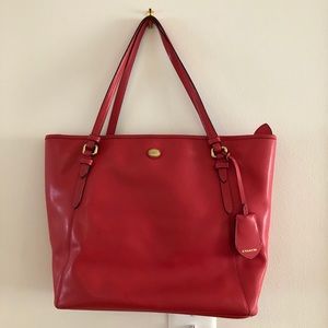 Coach Leather Red Shopper Used